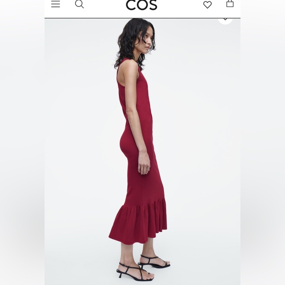 Cos Red Ruffle Hem Dress - Picture 3 of 3